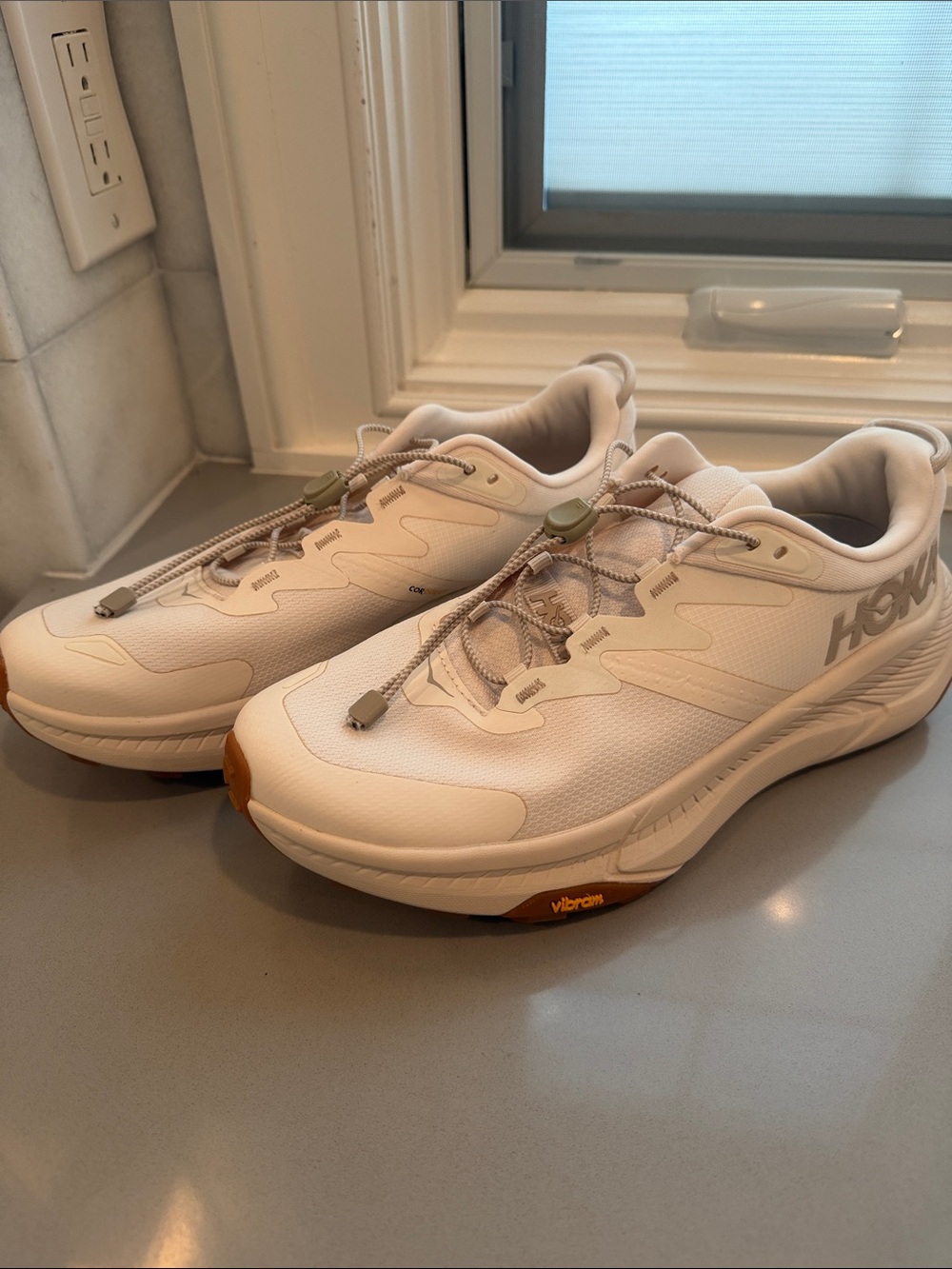 Hoka Women's Athletic Transport Sneakers- Cream with Tan Accents